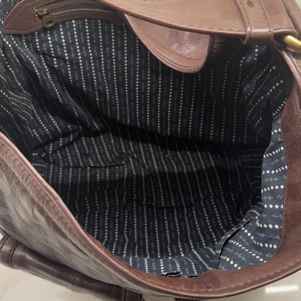 Marc Jacobs Dark Brown Leather Hobo Shoulder Bag with Gold Hardware